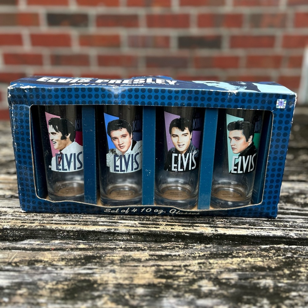 NIB Elvis Presley Set of 4 Ten Ounce Glasses Official EPE Collectible New G2